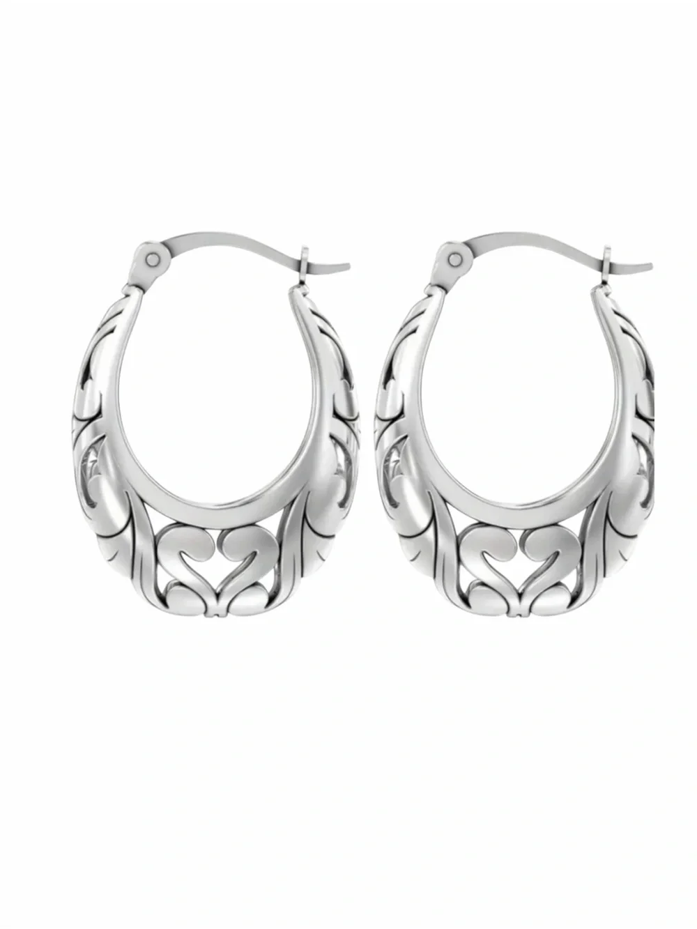 Intricate ~1” Silver Hoop Earrings NWOT